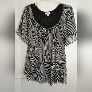 Cato Zebra Print Black and White Blouse Size 22/24